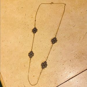 Gold and charcoal layering necklace